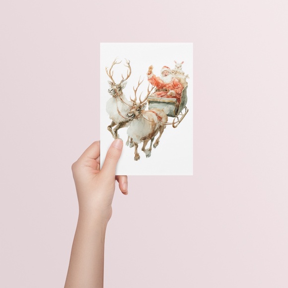 Watercolor Santa Claus Portrait Wall Art Print Poster, Unframed – Joyful Holiday - Picture 5 of 5